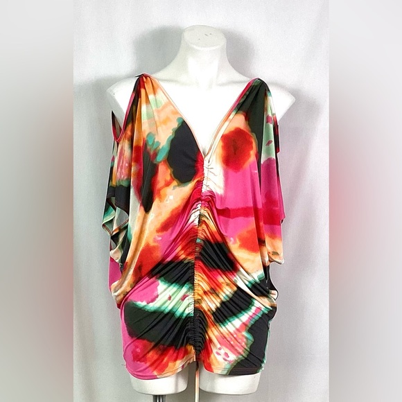 NWT-Orna Farho-Paris -abstract, multicolor designer blouse-size M - Picture 1 of 5